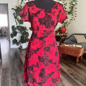 90s style Red Floral Women's Dress